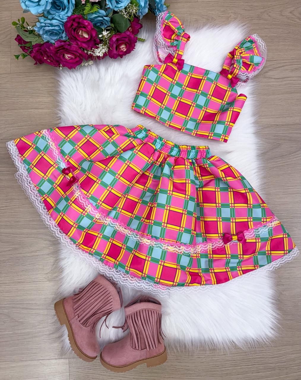 Conjunto Mini Miss Junino Sertão Magico - Estilo Delicado para o Dia a Dia | Bebeloo Kids