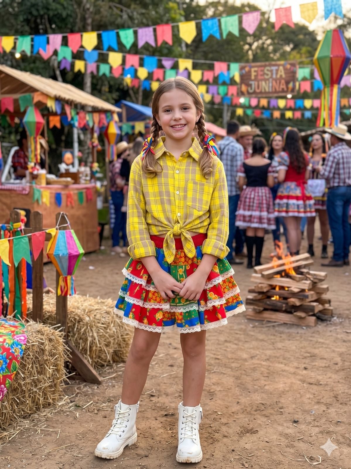 Saia Mini Miss Junino Fogueira do Sertão - Delicadeza e Feminilidade para Meninas | Bebeloo Kids