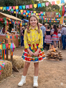 Saia Mini Miss Junino Fogueira do Sertão - Delicadeza e Feminilidade para Meninas | Bebeloo Kids