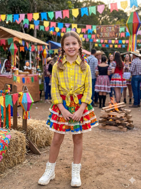 Saia Mini Miss Junino Fogueira do Sertão - Delicadeza e Feminilidade para Meninas | Bebeloo Kids