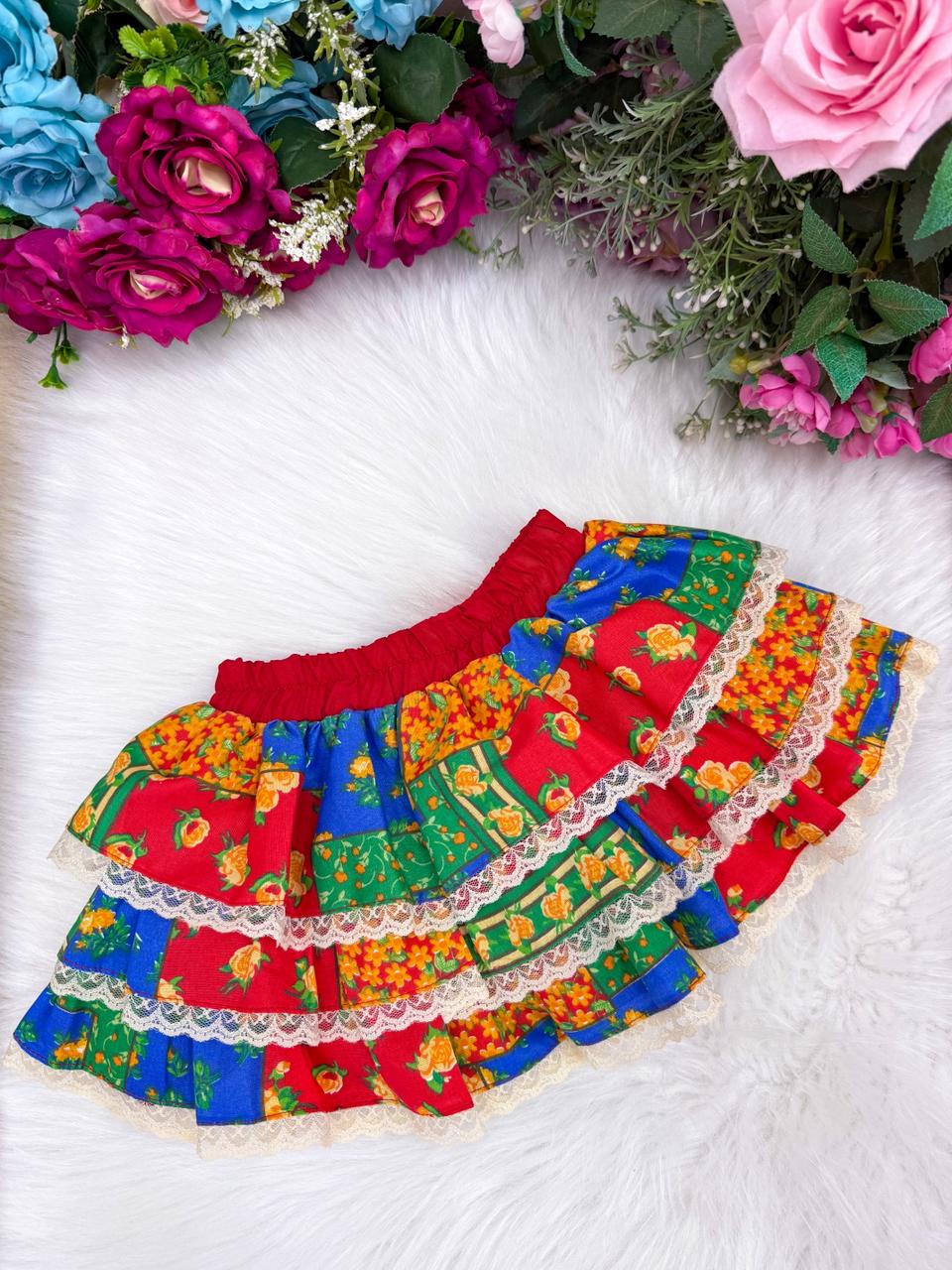 Saia Mini Miss Junino Fogueira do Sertão - Delicadeza e Feminilidade para Meninas | Bebeloo Kids