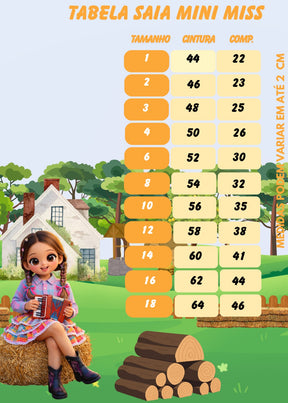 Saia Mini Miss Junino Fogueira do Sertão - Delicadeza e Feminilidade para Meninas | Bebeloo Kids