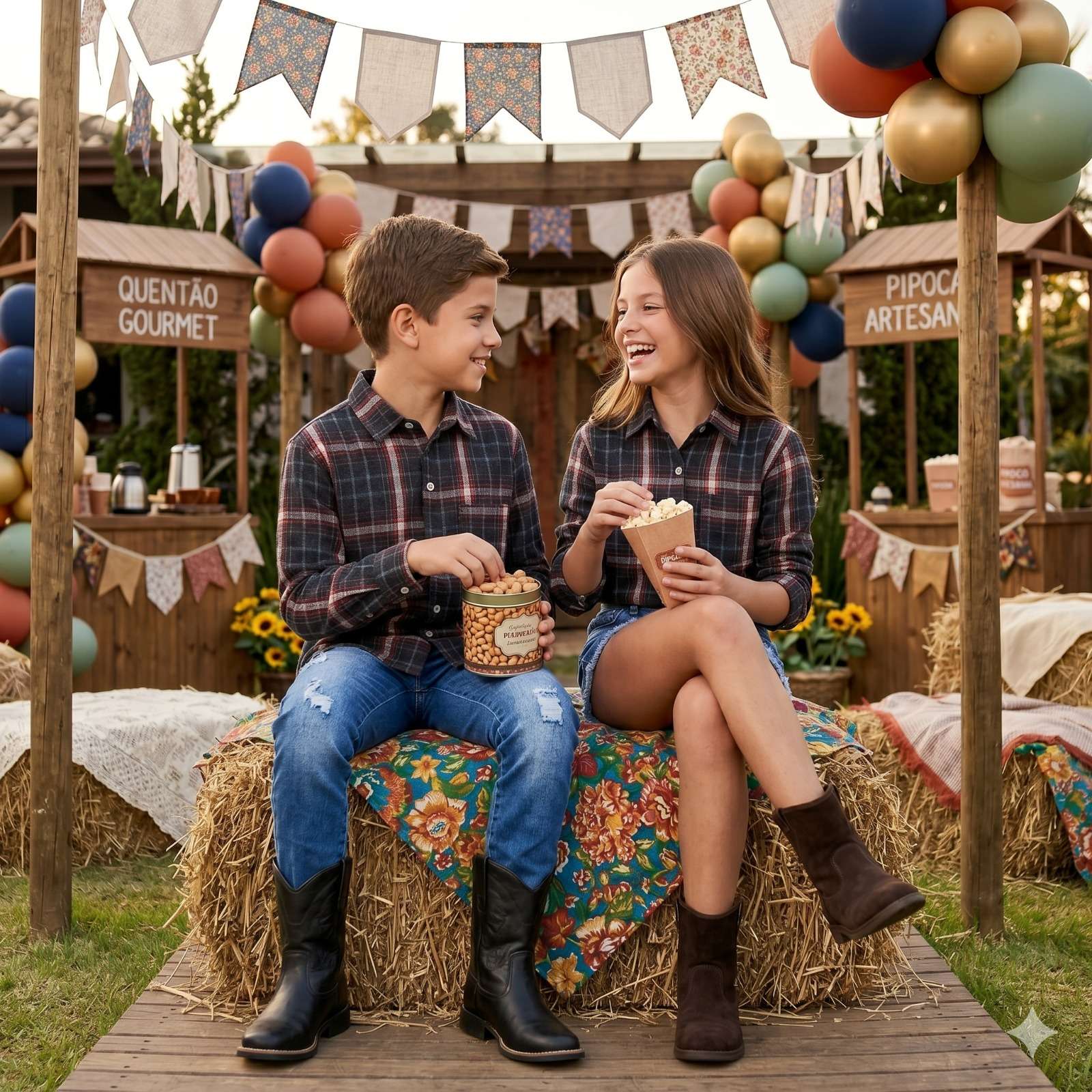 Camisa Junina Xadrez Flanela/Flanelada Jhonas Cinza - Elegância e Conforto para os Pequenos | Bebeloo Kids