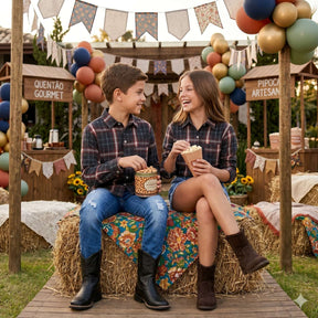 Camisa Junina Xadrez Flanela/Flanelada Jhonas Cinza - Elegância e Conforto para os Pequenos | Bebeloo Kids