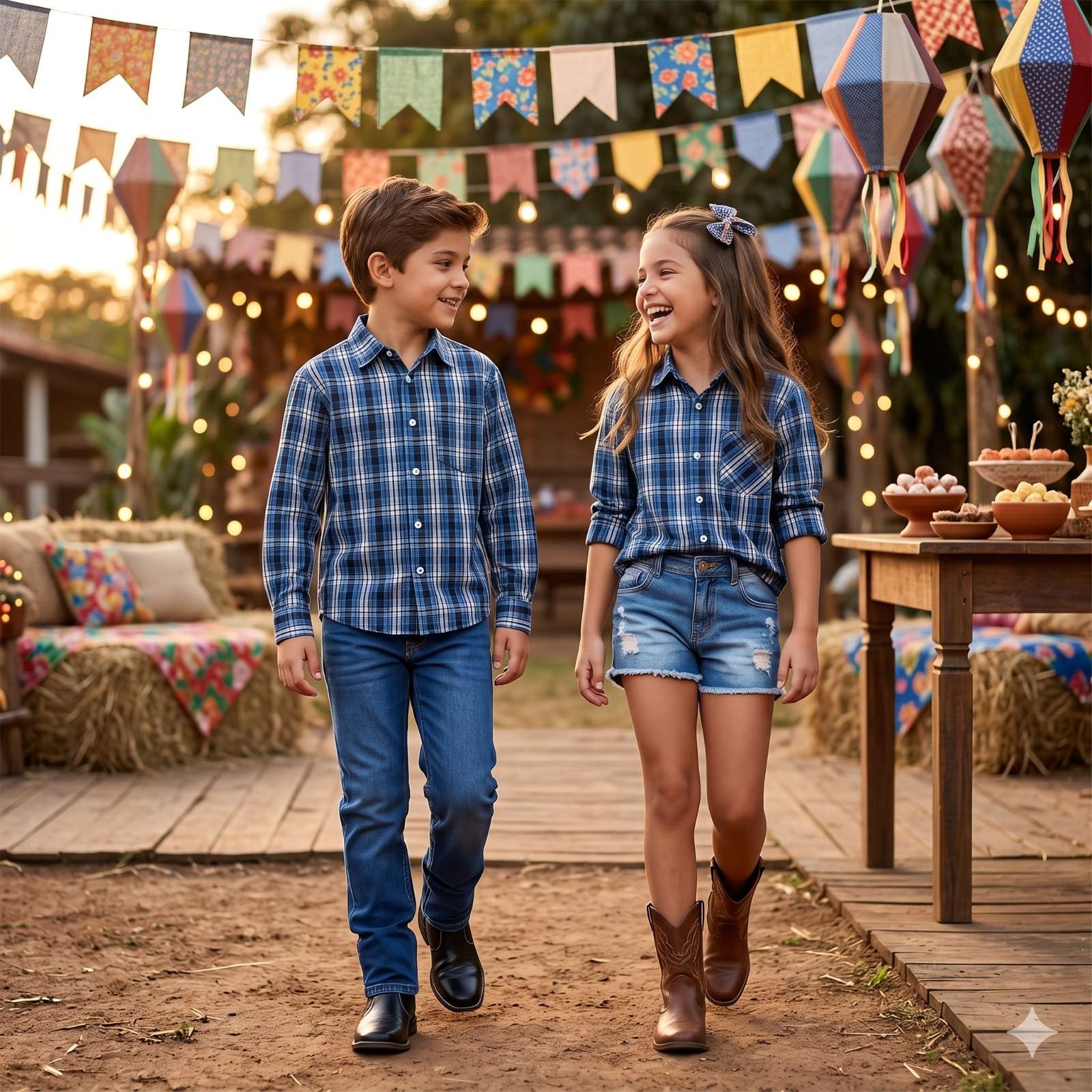 Camisa Xadrez Junina Caique Azul - Elegância e Conforto para os Pequenos | Bebeloo Kids