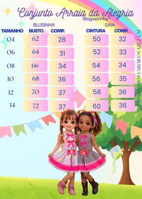 Conjunto Blogueirinha Junino Arraia da Alegria Colorido - Estilo Delicado para o Dia a Dia | Bebeloo Kids
