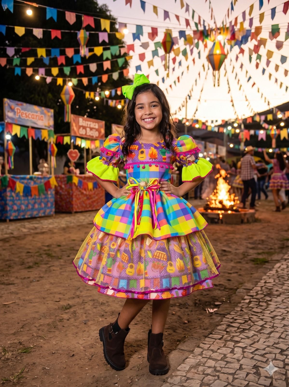 Vestido Marie Junino Luxo Quermesse Encanto da Fogueira - Leveza e Elegância para Meninas | Bebeloo Kids