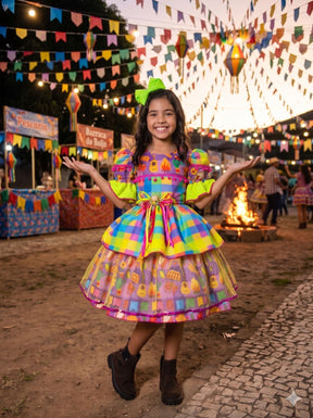 Vestido Marie Junino Luxo Quermesse Encanto da Fogueira - Leveza e Elegância para Meninas | Bebeloo Kids