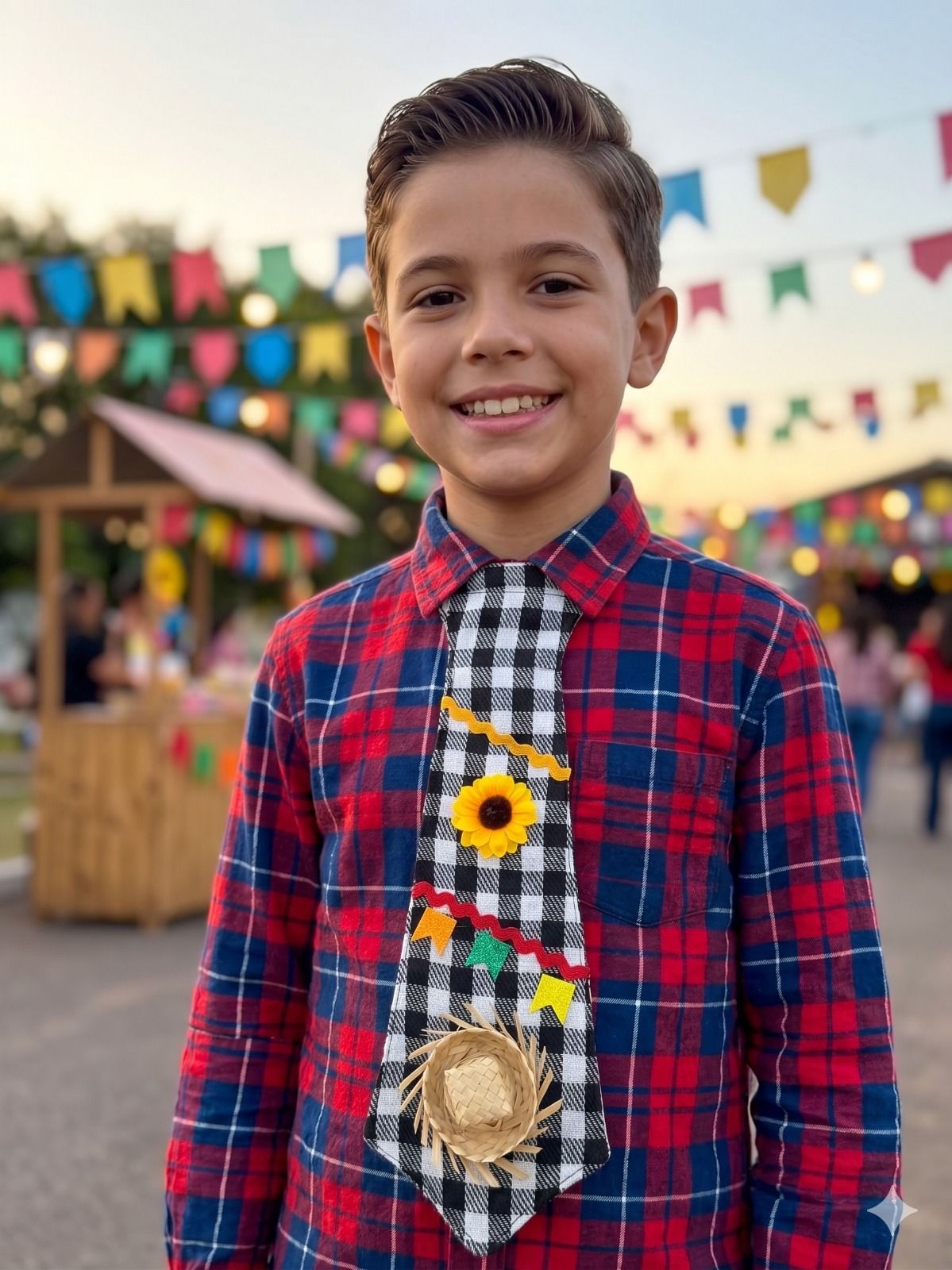 Gravata Junina Antonio Preto - Elegância nos Momentos Especiais | Bebeloo Kids