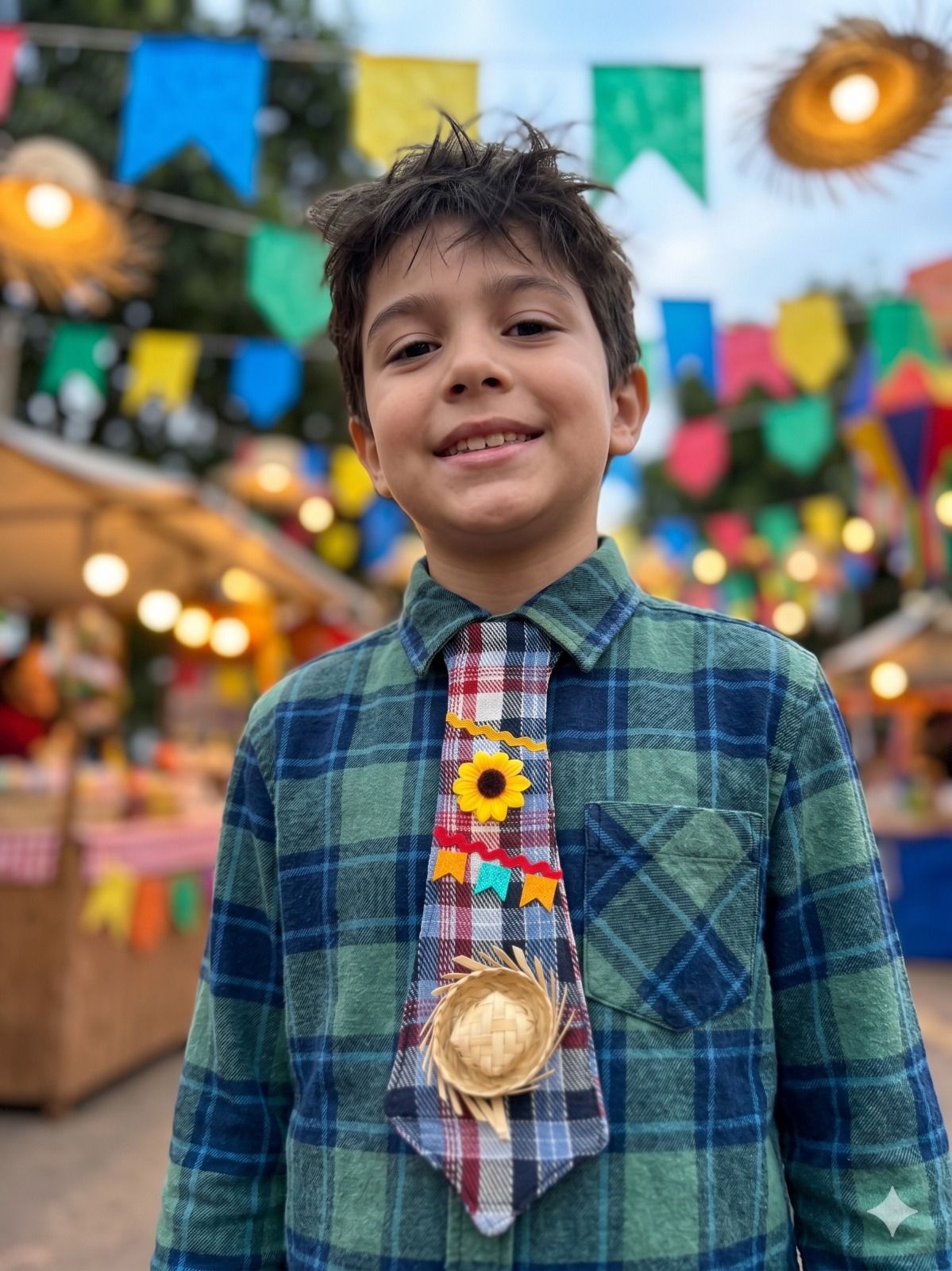 Gravata Junina Miguel Azul - Elegância nos Momentos Especiais | Bebeloo Kids