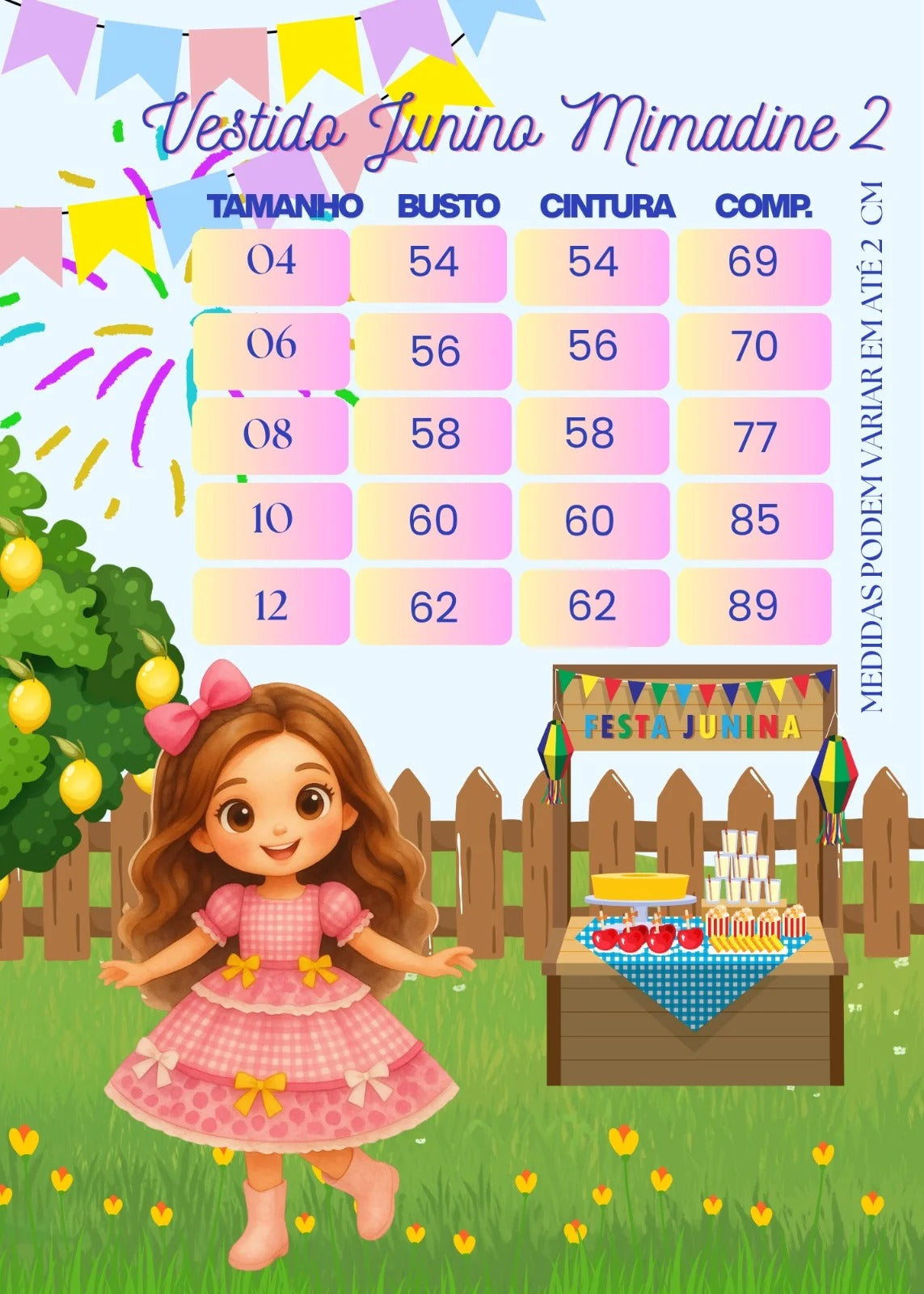 Vestido Junino Mimadine Luxo Pamela (VESTJNNMMDLXPM)