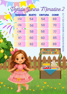 Vestido Junino Mimadine Luxo Pamela (VESTJNNMMDLXPM)