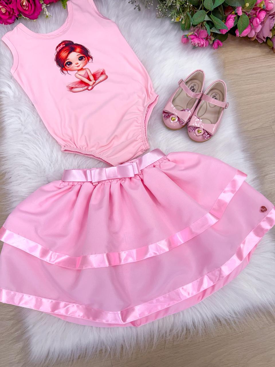 Conjunto Blogueirinha Bailarina Rosa - Diversão e Encanto para Brincar | Bebeloo Kids