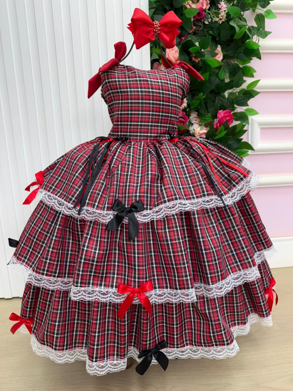Vestido Marie Junino Luxo Xadrez Maria Eduarda - Leveza e Elegância para Meninas | Bebeloo Kids