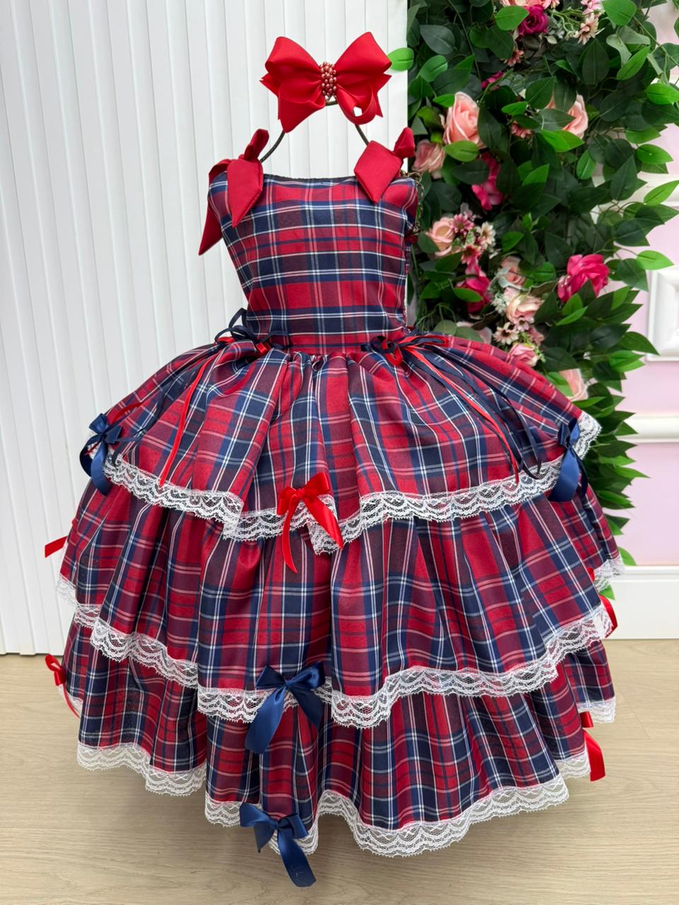 Vestido Marie Junino Luxo Xadrez Maria Clara - Leveza e Elegância para Meninas | Bebeloo Kids