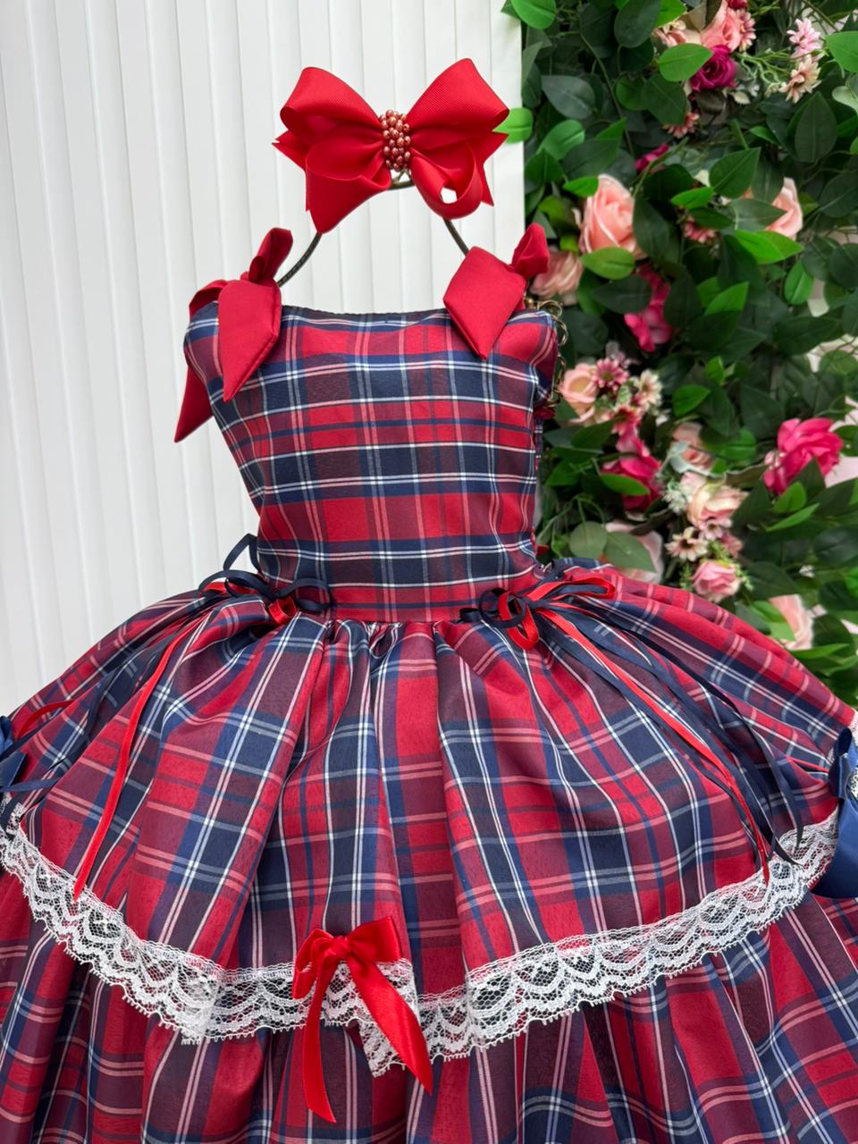 Vestido Marie Junino Luxo Xadrez Maria Clara | Bebeloo Kids