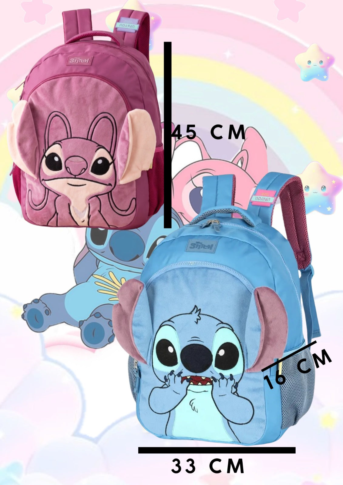 Mochila De Costa Angel Orelhinhas Pelucia Roxo - Diversão e Encanto para Brincar | Bebeloo Kids