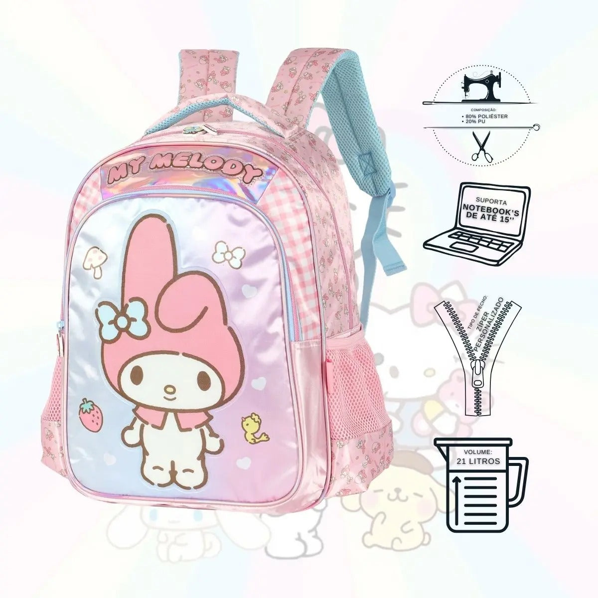 Mochila De Costa My Melody - Diversão e Encanto para Brincar | Bebeloo Kids