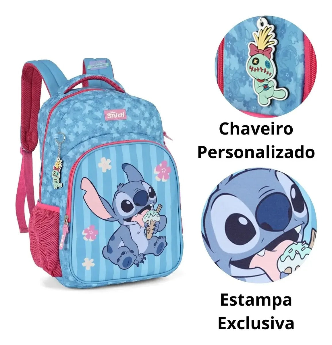 Mochila De Costa Stitch Azul Sorvete - Diversão e Encanto para Brincar | Bebeloo Kids