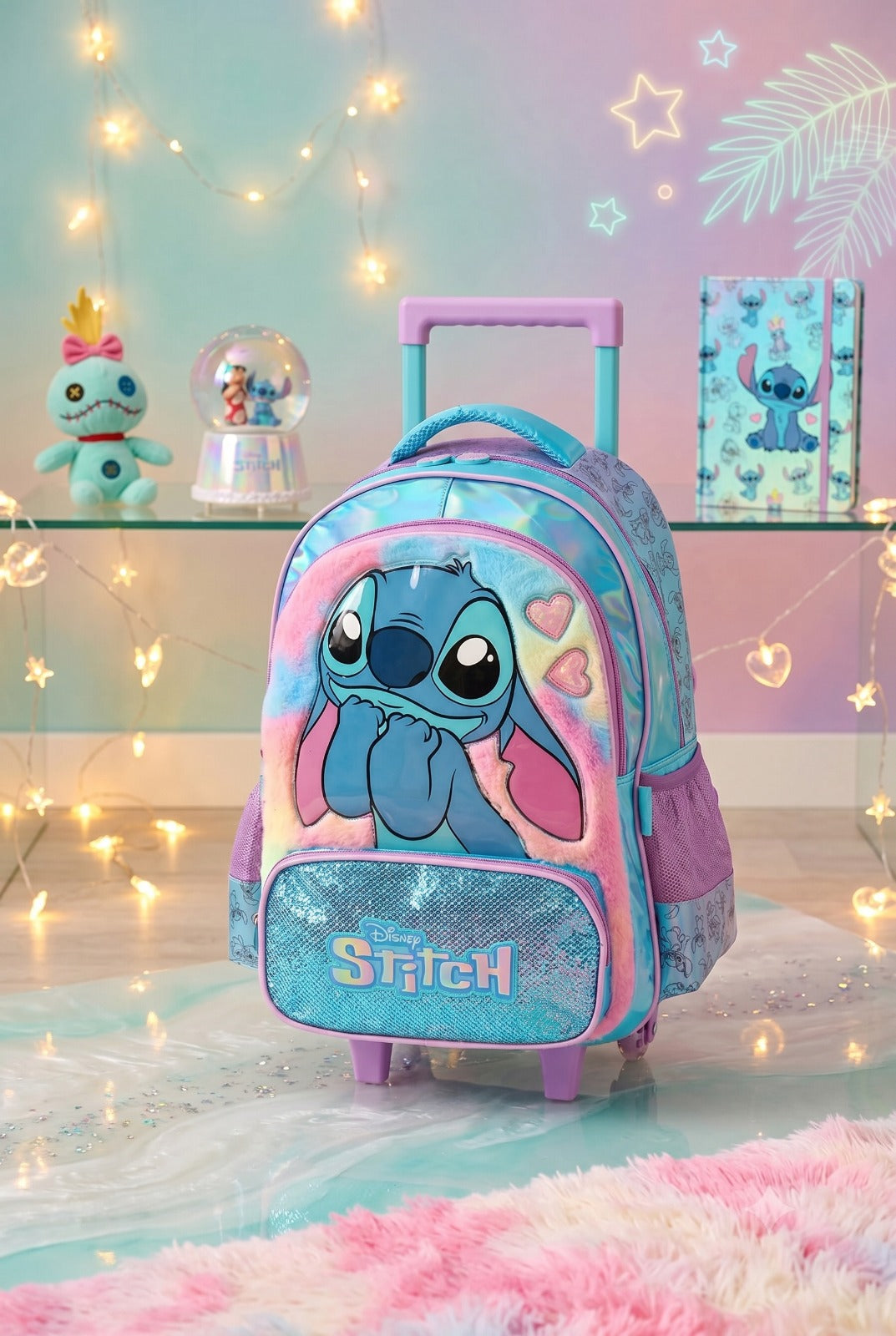 Mochila De Rodinhas Stitch Azul - Delicadeza para Completar o Look | Bebeloo Kids