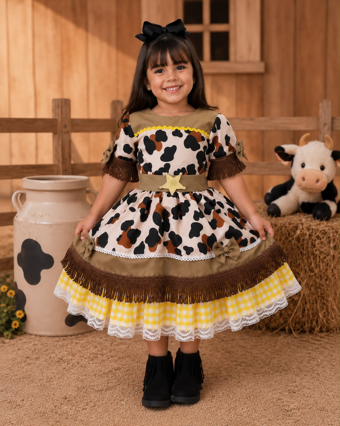 Vestido Infantil Doce Mimosa Fazendinha Country Leveza e Elegância para Meninas | Bebeloo