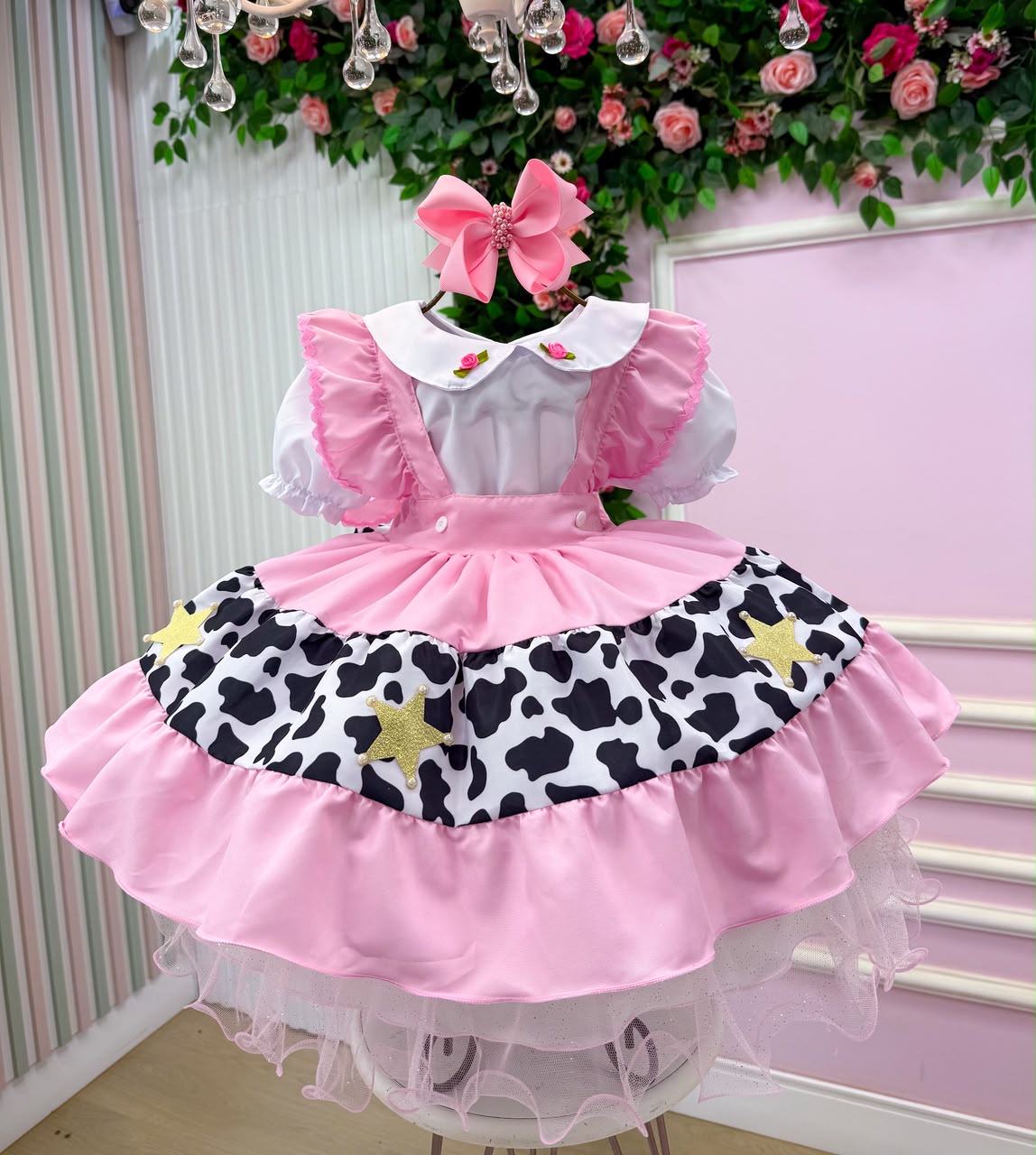 Vestido Temáticos Kids Doce Mimosa Rosa - Fazendinha - Vaquinha (VESTTMTCKDDCMMSRSFZNDN)