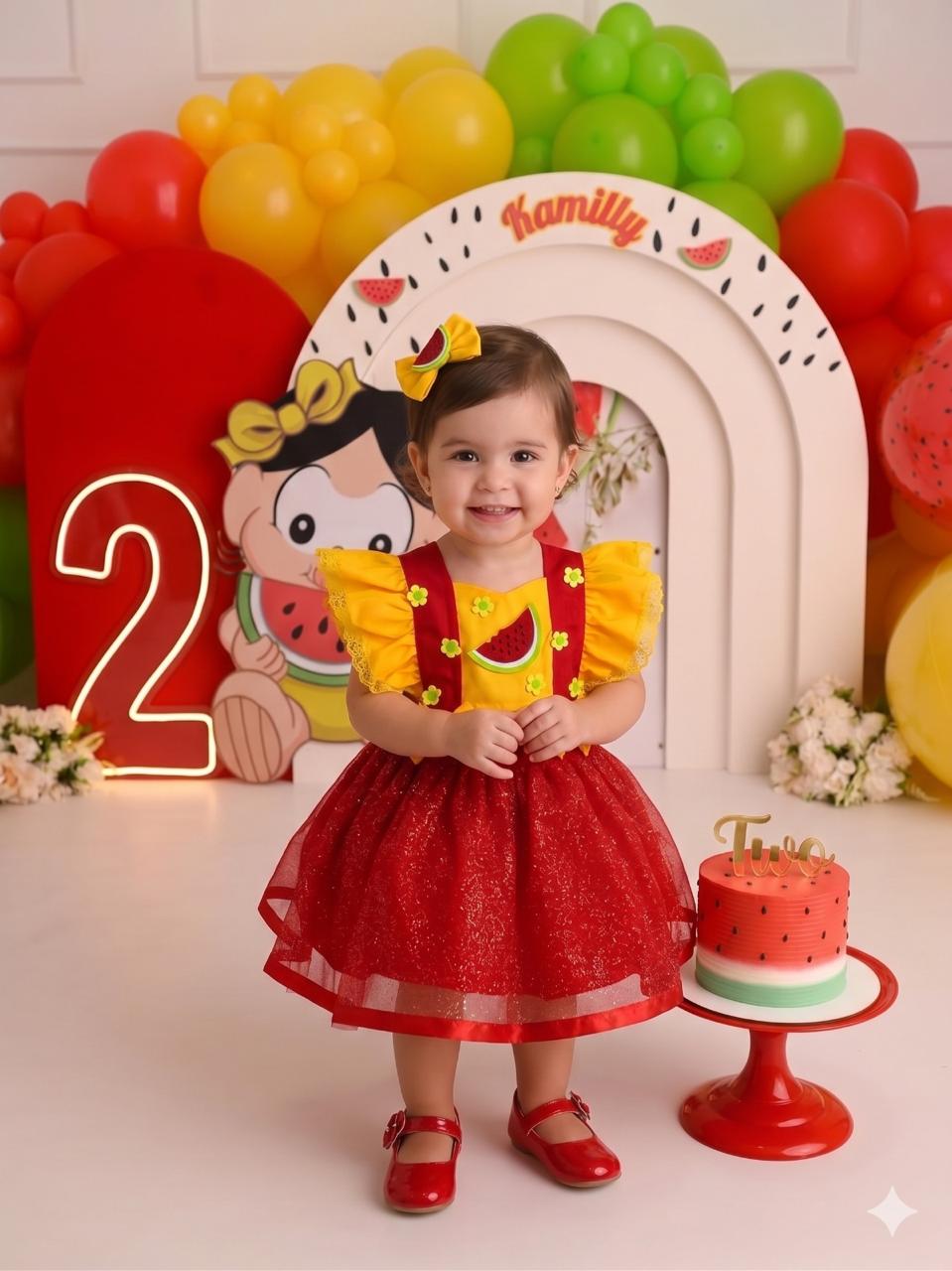 Romper/Vestido Princesa Belli Melancia (RPVESTPBML)