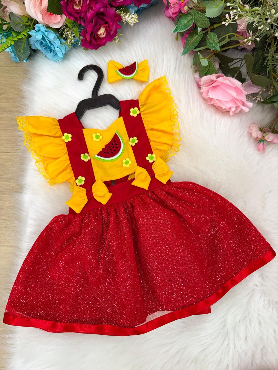 Romper/Vestido Princesa Belli Melancia (RPVESTPBML)
