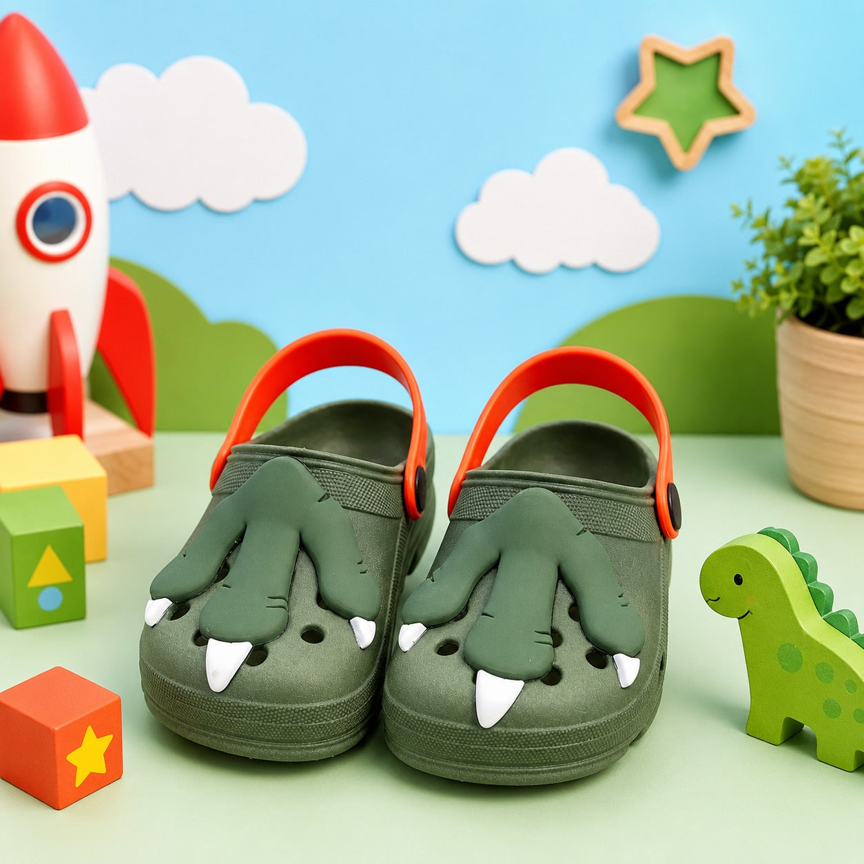 Babuche StarPink Dinossauro Verde (BABCHSTAPNKDNSURVRD)