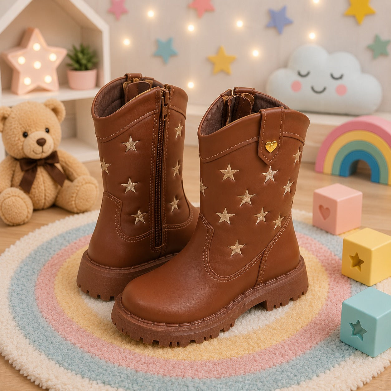 Bota Nilqi Manu Marrom-Caramelo Estrela (BTNLIQCRMLETLMDL)