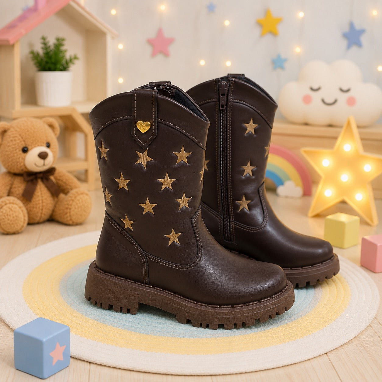 Bota Nilqi Manu Marrom-Café Estrela (BTNLIQMNMRRCFETLMD)