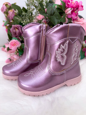 Bota/ Coturno Pitico Boiadeira Rosa Metalizado (BTCTPTBRSM)