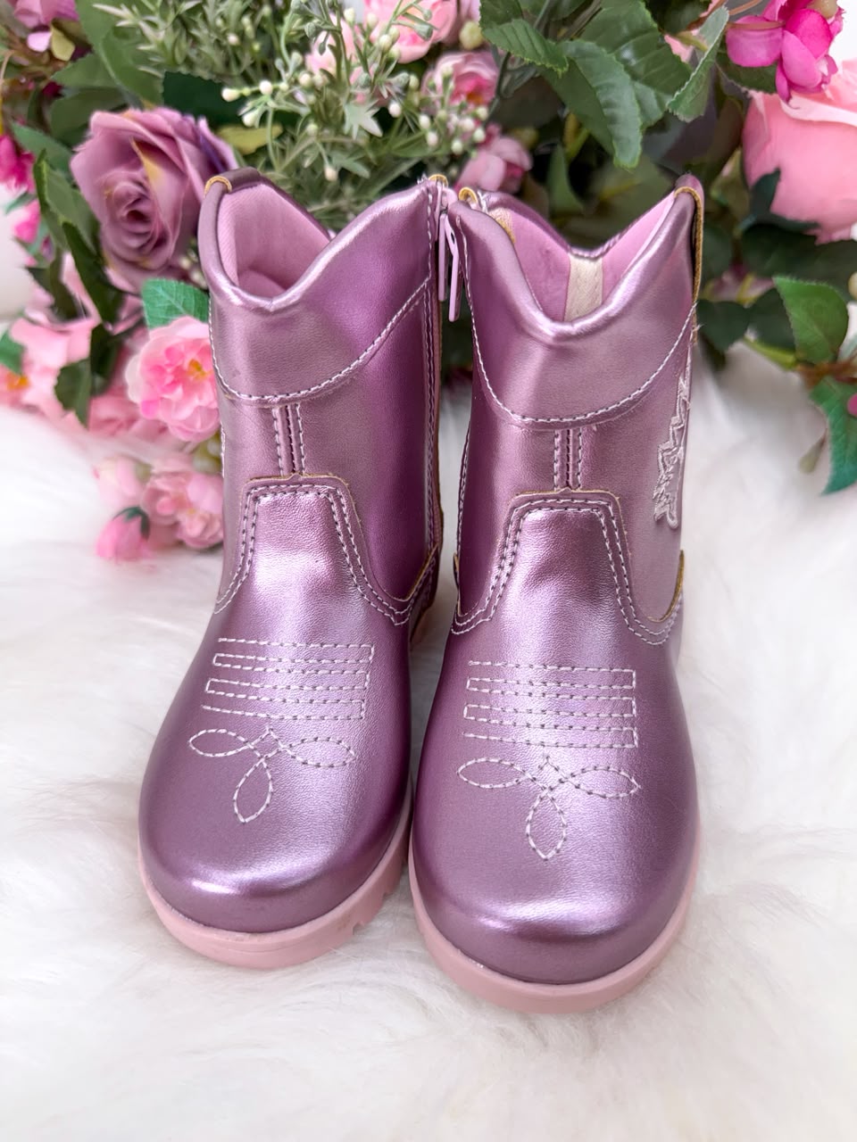 Bota/ Coturno Pitico Boiadeira Rosa Metalizado (BTCTPTBRSM)